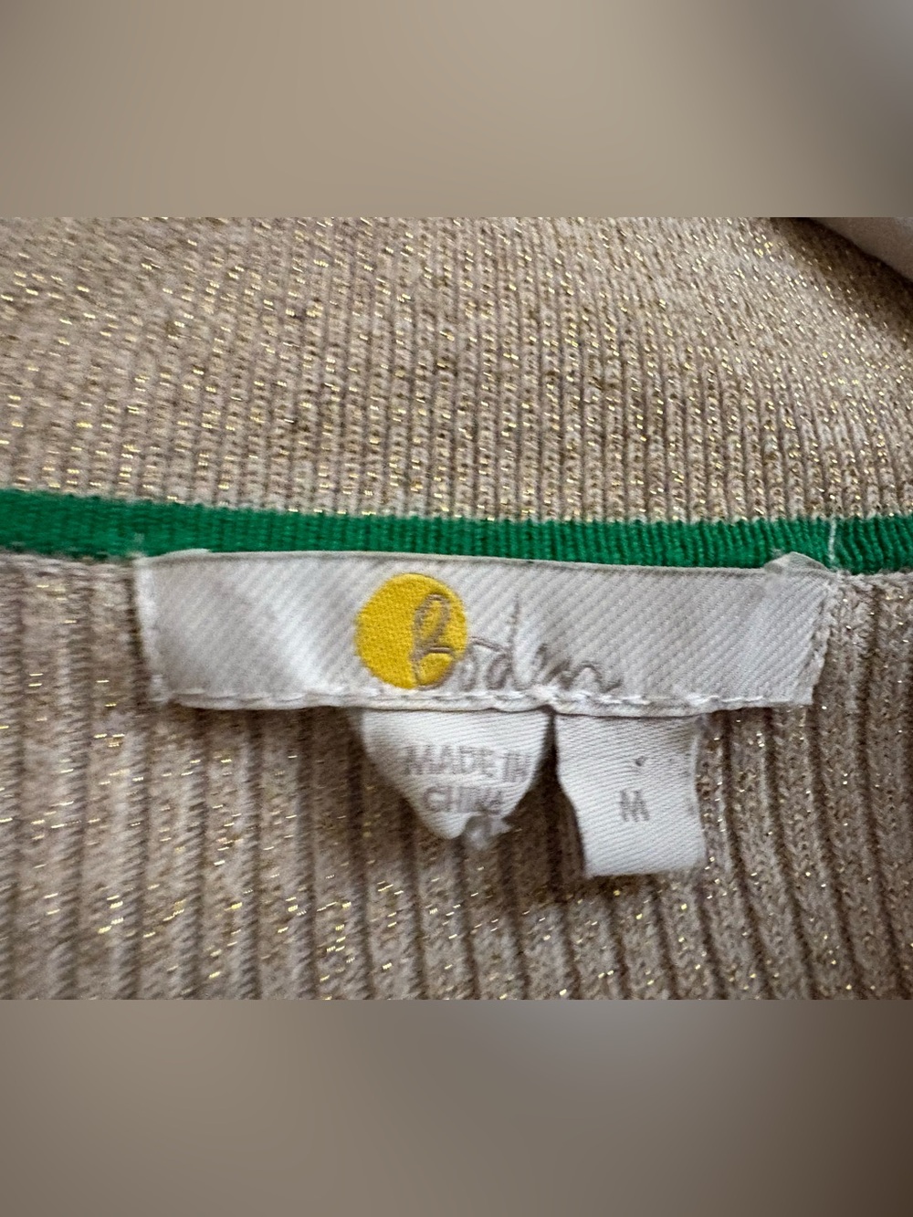 Boden Sparkle Rib Collared Cardigan medium shimmer Gold Metallic retro quiet lux - Picture 5 of 11